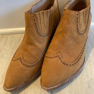Madewell The Grayson Brogue Chelsea Boot in Brown Suede Western Bootie Size 7